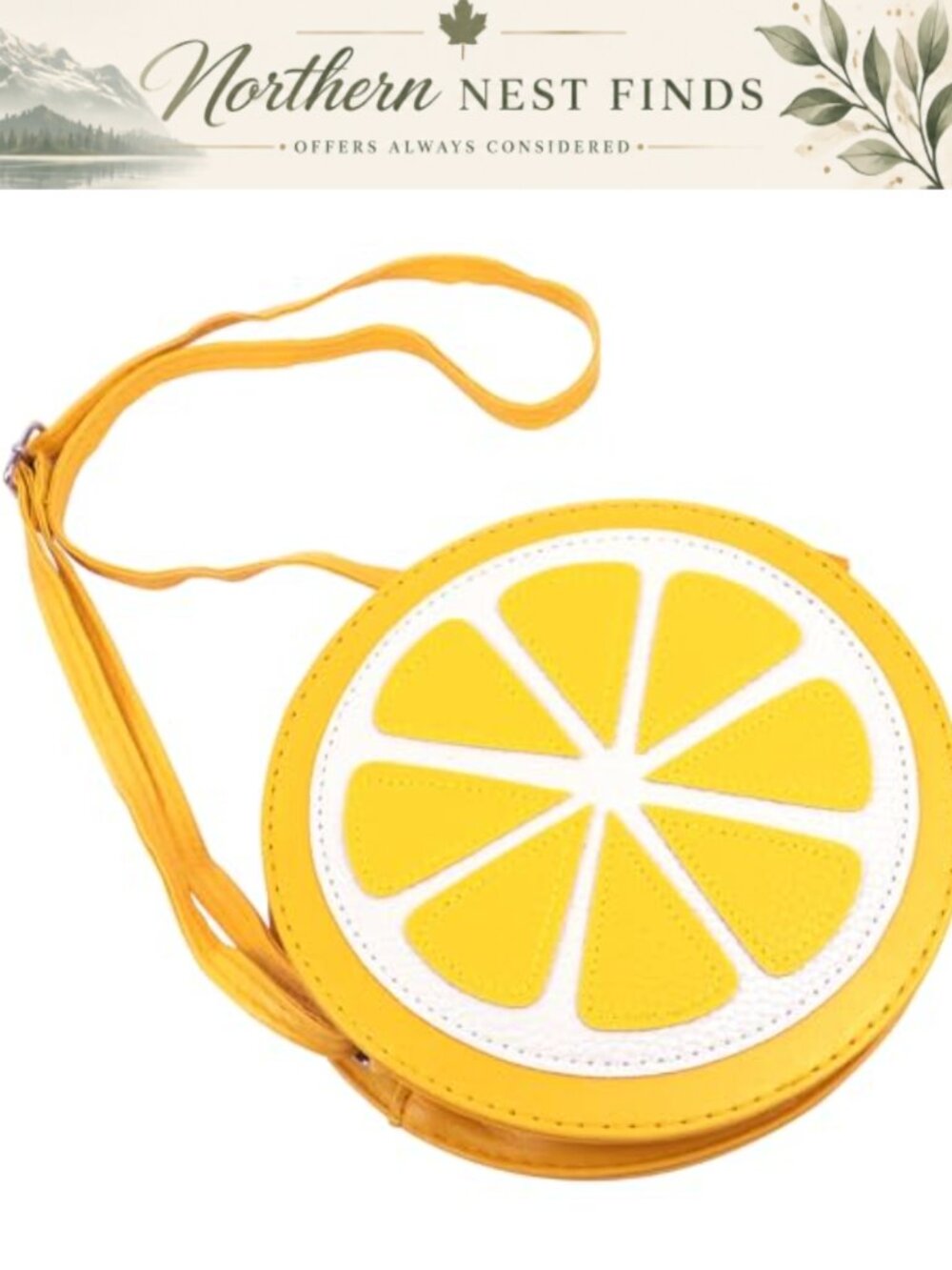 Lemon Shaped PU Leather Crossbody Bag with Shoulder Strap